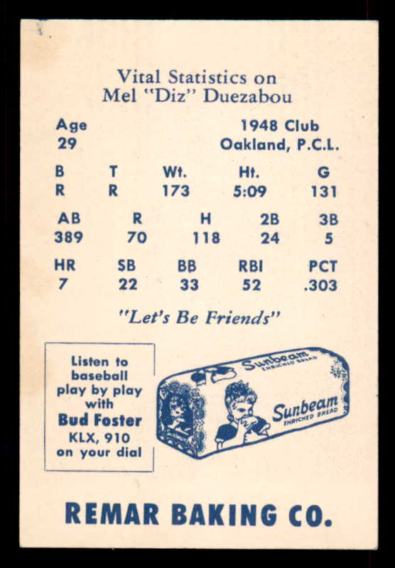 1949 Remar Bread Mel Duezabou Oaks EX-MT 559685