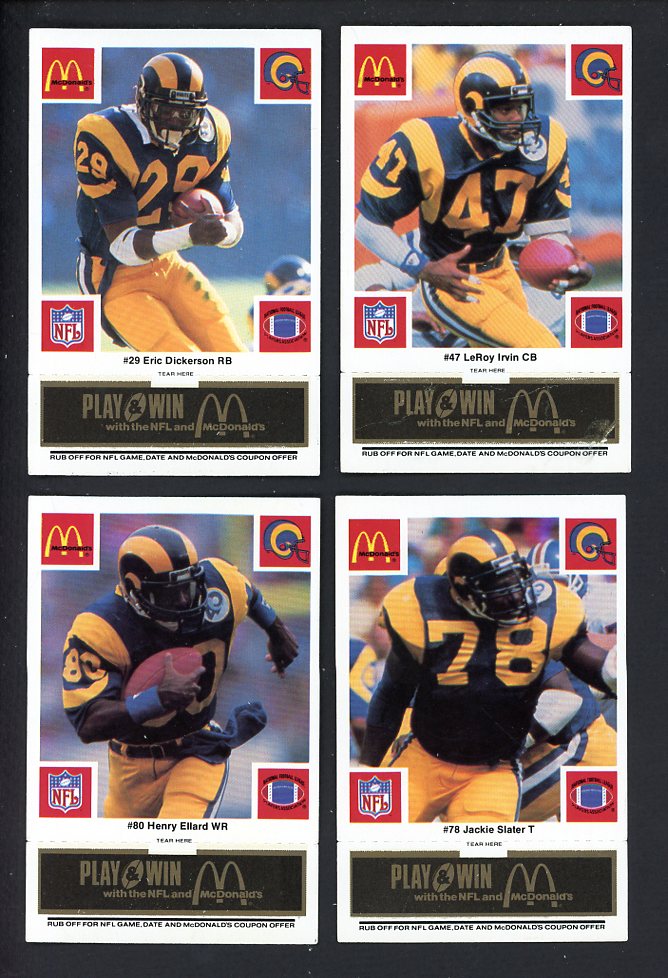 1986 McDonalds Los Angeles Rams Complete Set Black 559797