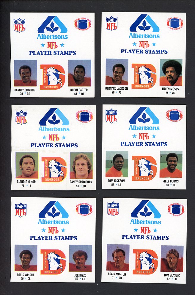 1980 Police Denver Broncos Stamps Complete Set 560010