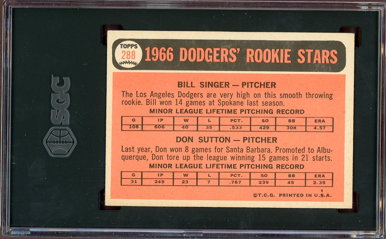 1966 Topps Baseball #288 Don Sutton Dodgers SGC 7 NM 560559