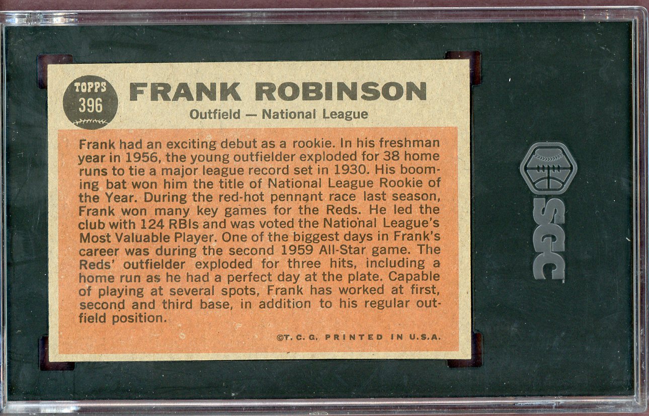 1962 Topps Baseball #396 Frank Robinson A.S. Reds SGC 6 EX-MT 560581