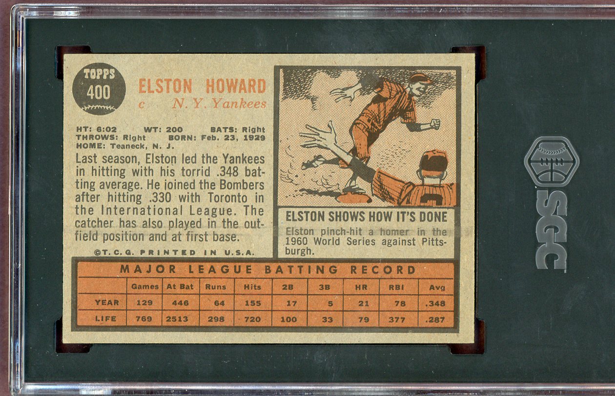 1962 Topps Baseball #400 Elston Howard Yankees SGC 7 NM 560583