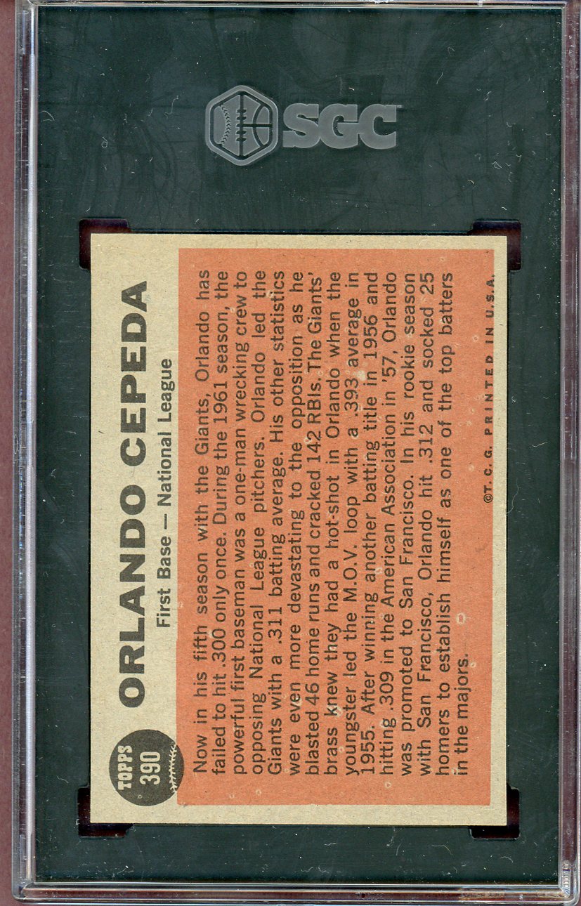 1962 Topps Baseball #390 Orlando Cepeda A.S. Giants SGC 6 EX-MT 560585