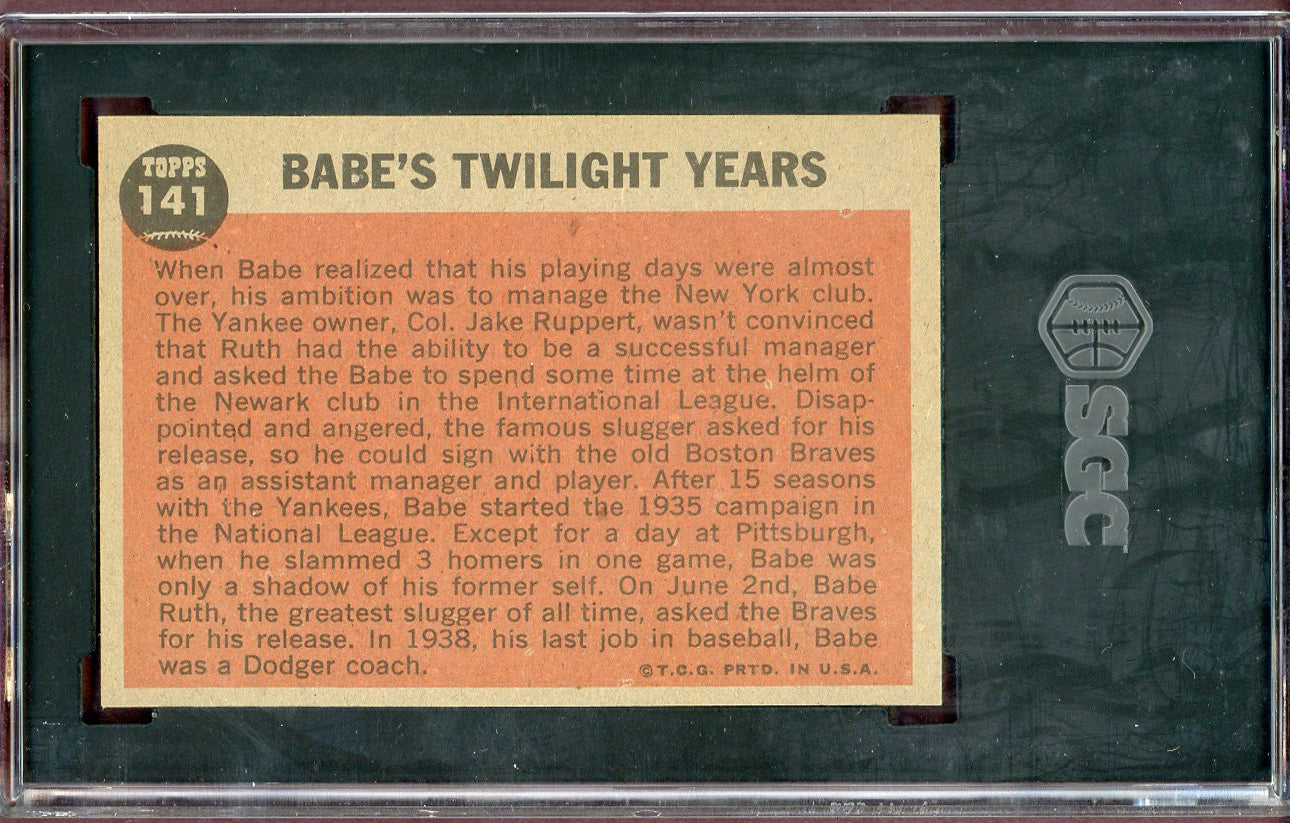 1962 Topps Baseball #141 Babe Ruth Yankees SGC 6.5 EX-MT+ 560714