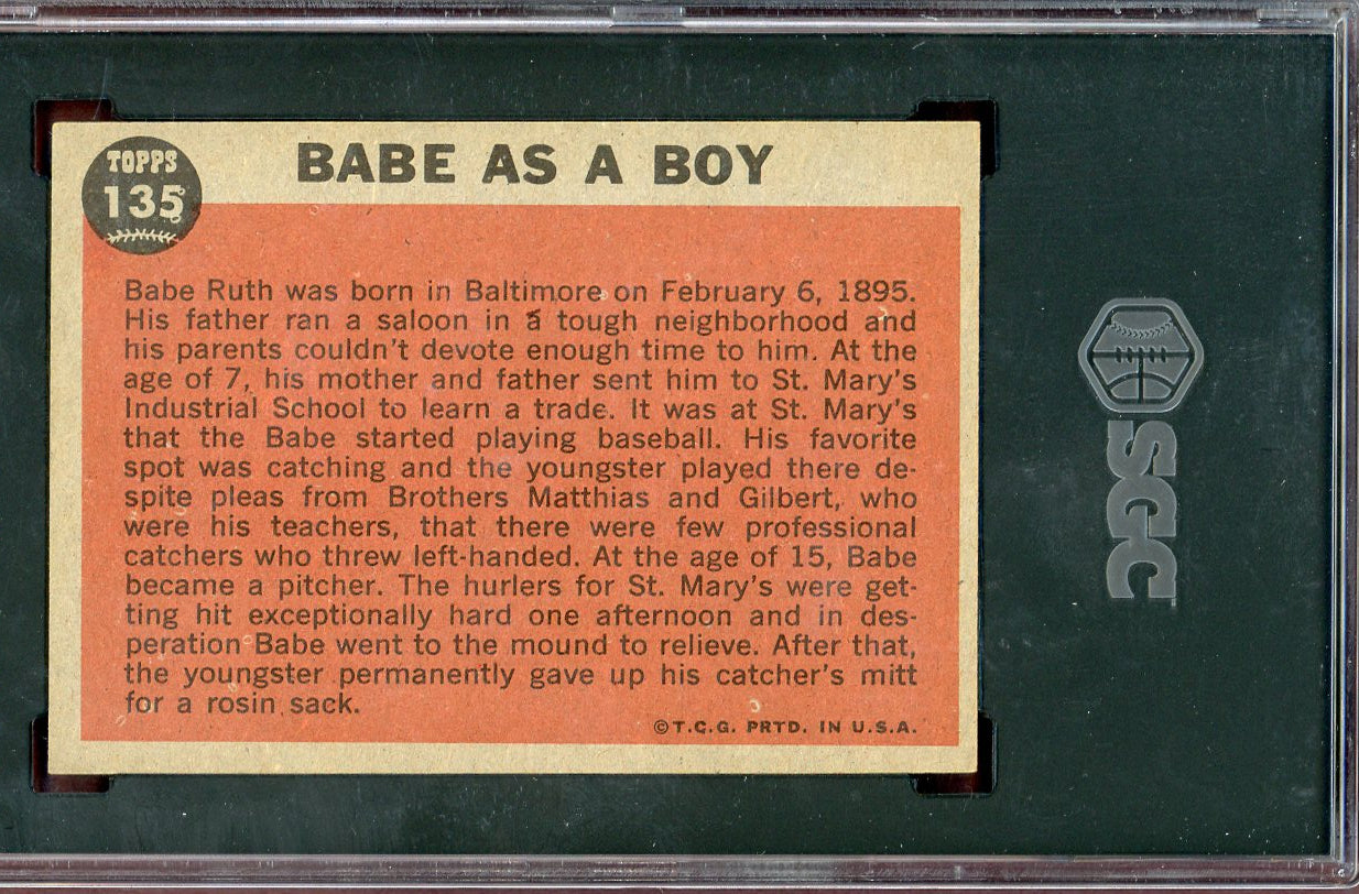 1962 Topps Baseball #135 Babe Ruth Yankees SGC 6.5 EX-MT+ 560715