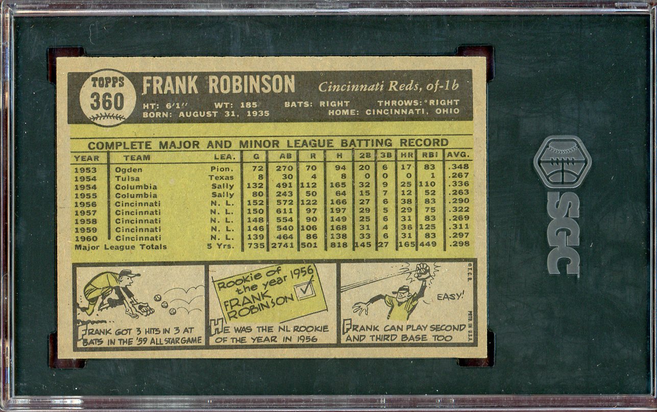 1961 Topps Baseball #360 Frank Robinson Reds SGC 7 NM 560781