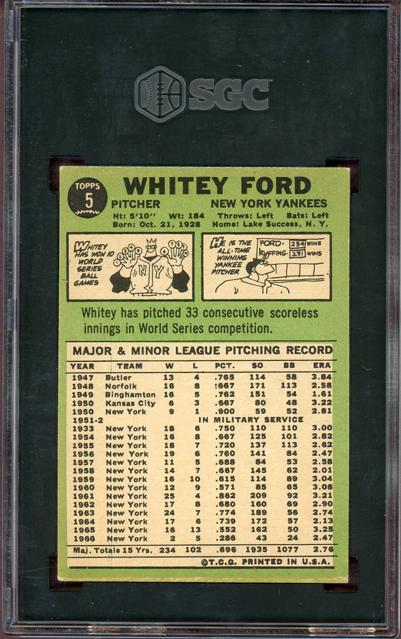 1967 Topps Baseball # 5 Whitey Ford Yankees SGC 6 EX-MT 560797