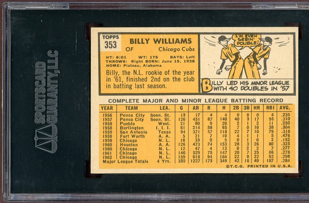 1963 Topps Baseball #353 Billy Williams Cubs SGC 7.5 NM+ 560811