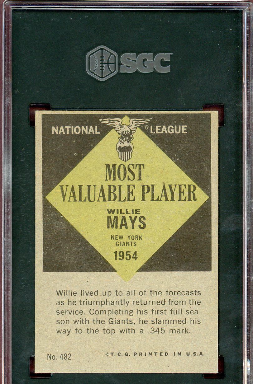 1961 Topps Baseball #482 Willie Mays MVP Giants SGC 5 EX 560820