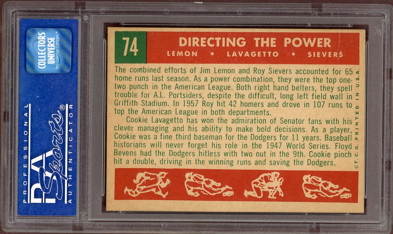 1959 Topps Baseball #074 Roy Sievers Cookie Lavagetto PSA 7 NM 560877