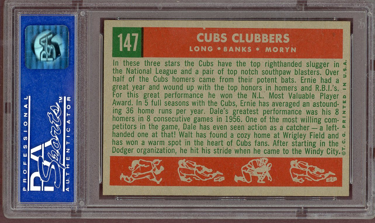 1959 Topps Baseball #147 Ernie Banks Dale Long PSA 8 NM/MT 560885