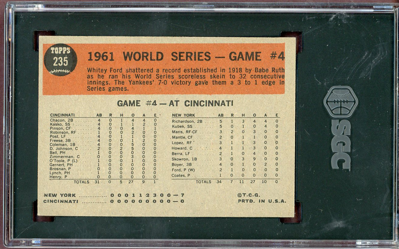 1962 Topps Baseball #235 World Series Game 4 Whitey Ford SGC 5.5 EX+ 560897