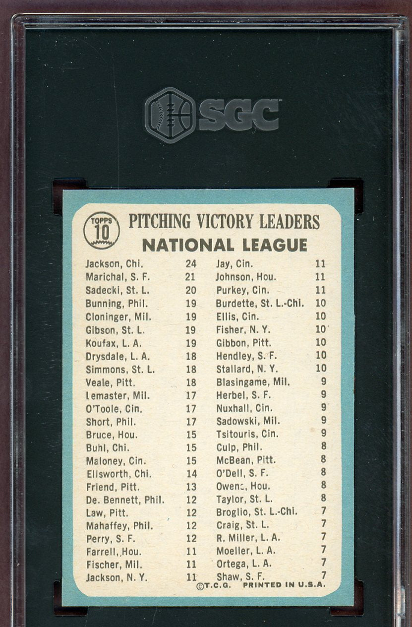 1965 Topps Baseball #010 N.L. Win Leaders Juan Marichal SGC 6 EX-MT 560916