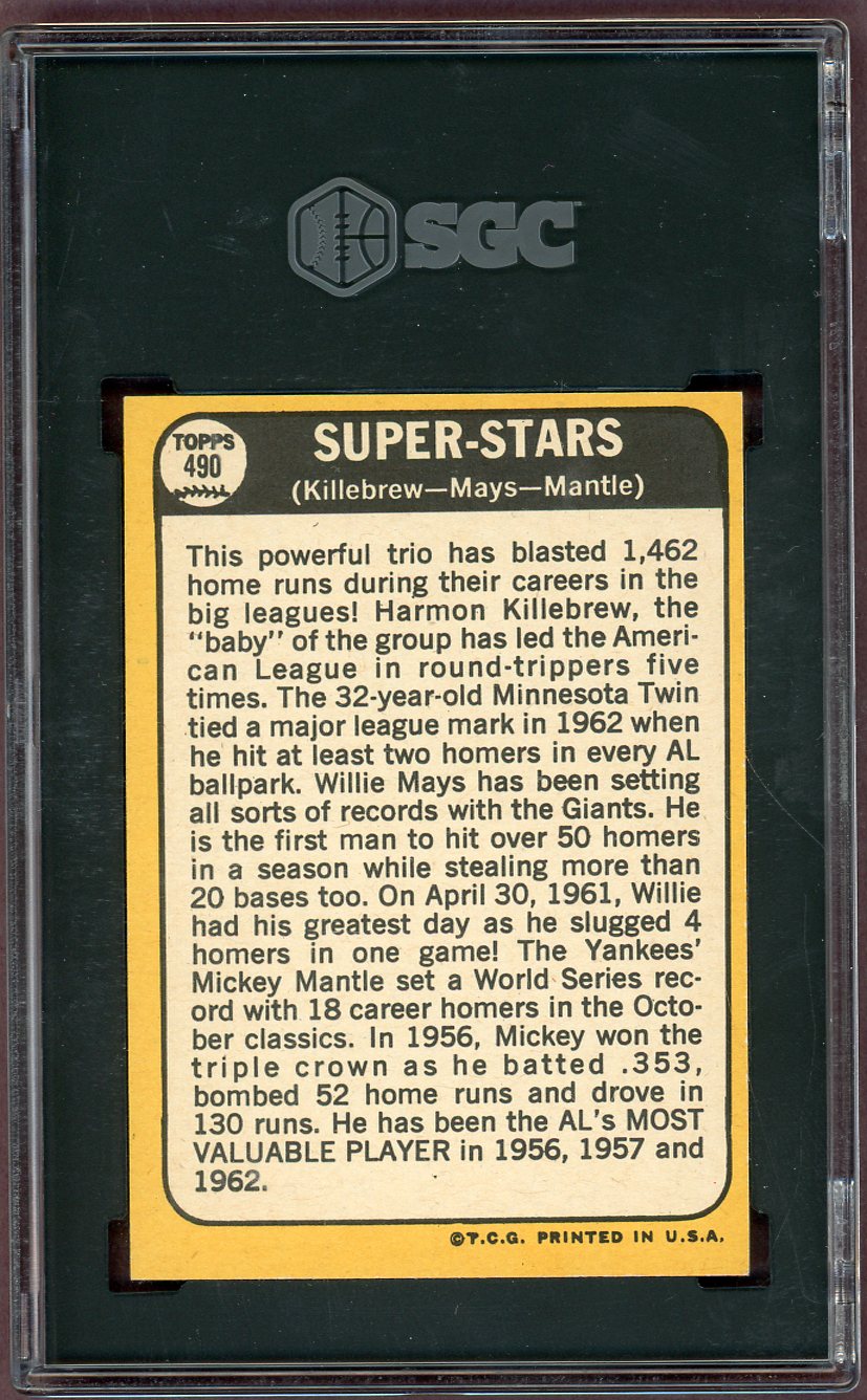 1968 Topps Baseball #490 Mickey Mantle Willie Mays SGC 5 EX 560971