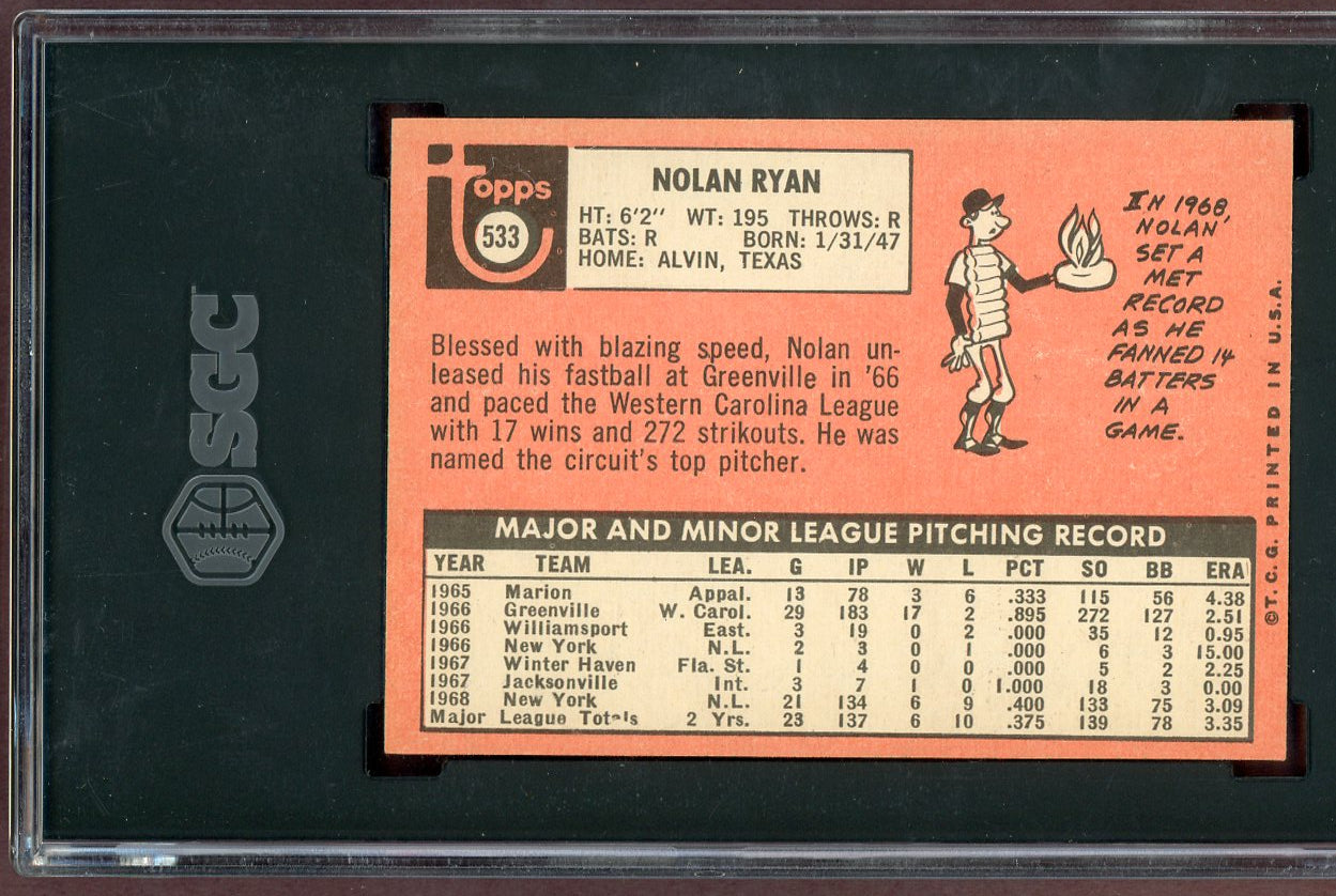 1969 Topps Baseball #533 Nolan Ryan Mets SGC 5 EX 560995