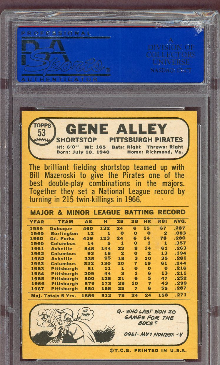 1968 Topps Baseball #053 Gene Alley Pirates PSA 7 NM 561056