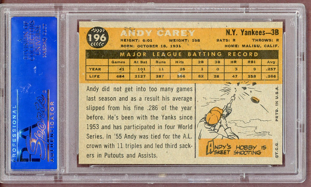 1960 Topps Baseball #196 Andy Carey Yankees PSA 7 NM 561070