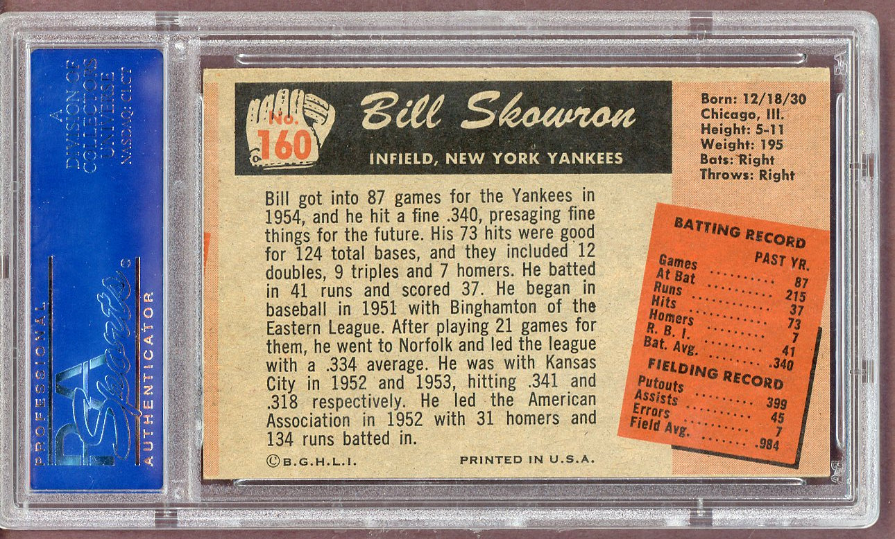 1955 Bowman Baseball #160 Bill Skowron Yankees PSA 6 EX-MT mc 561082