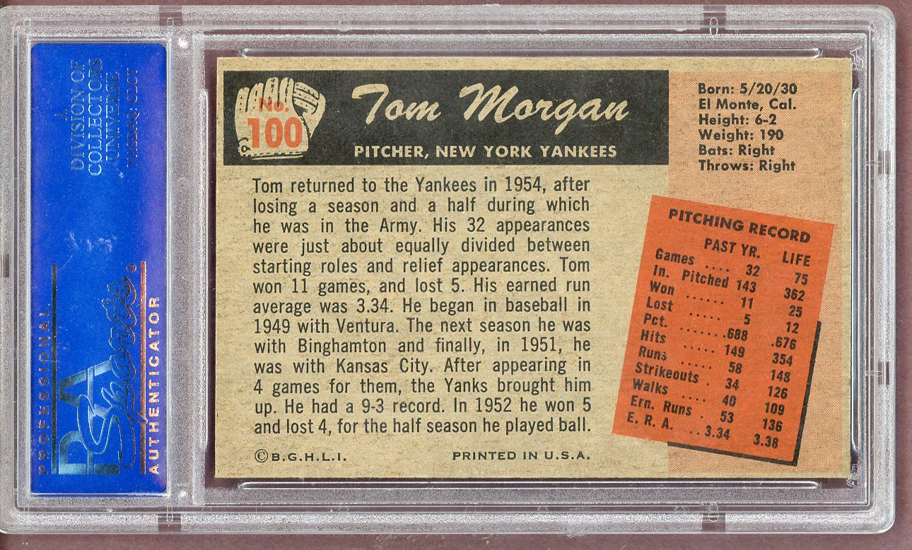 1955 Bowman Baseball #100 Tom Morgan Yankees PSA 6 EX-MT 561098