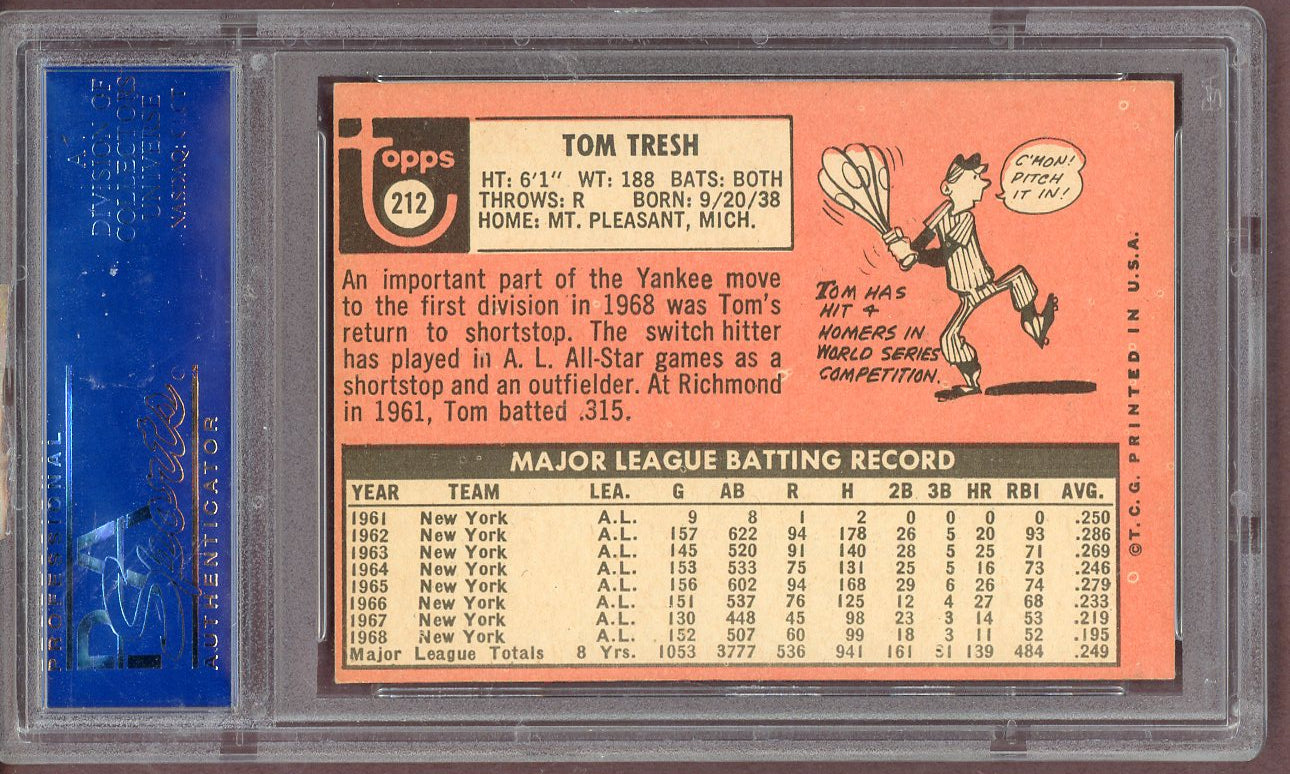 1969 Topps Baseball #212 Tom Tresh Yankees PSA 6 EX-MT 561141