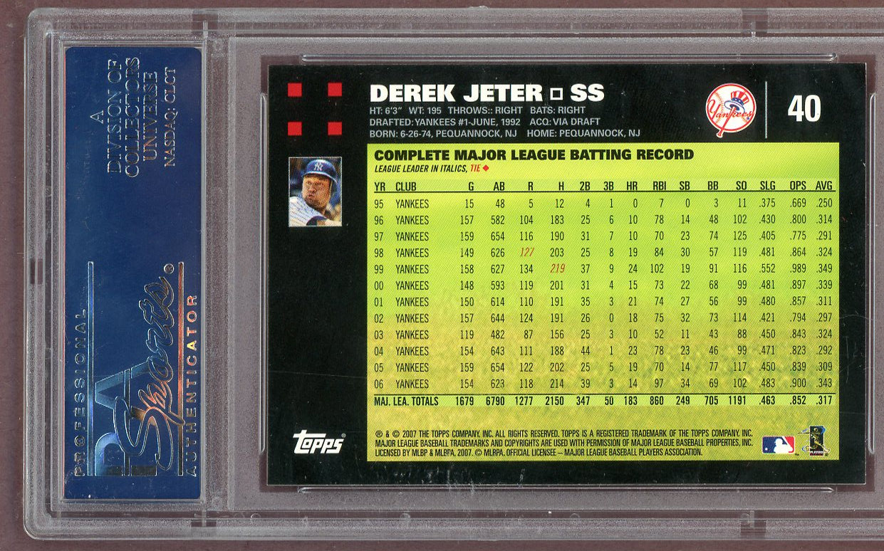 2007 Topps # 40 Derek Jeter Yankees PSA 8 NM/MT Mantle Bush 561256