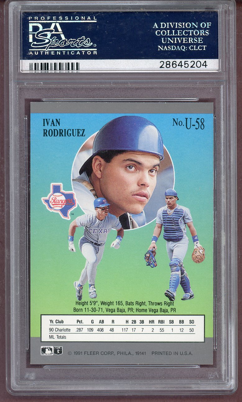 1991 Fleer Ultra Update #U58 Ivan Rodriguez Rangers PSA 10 GEM MINT 561266