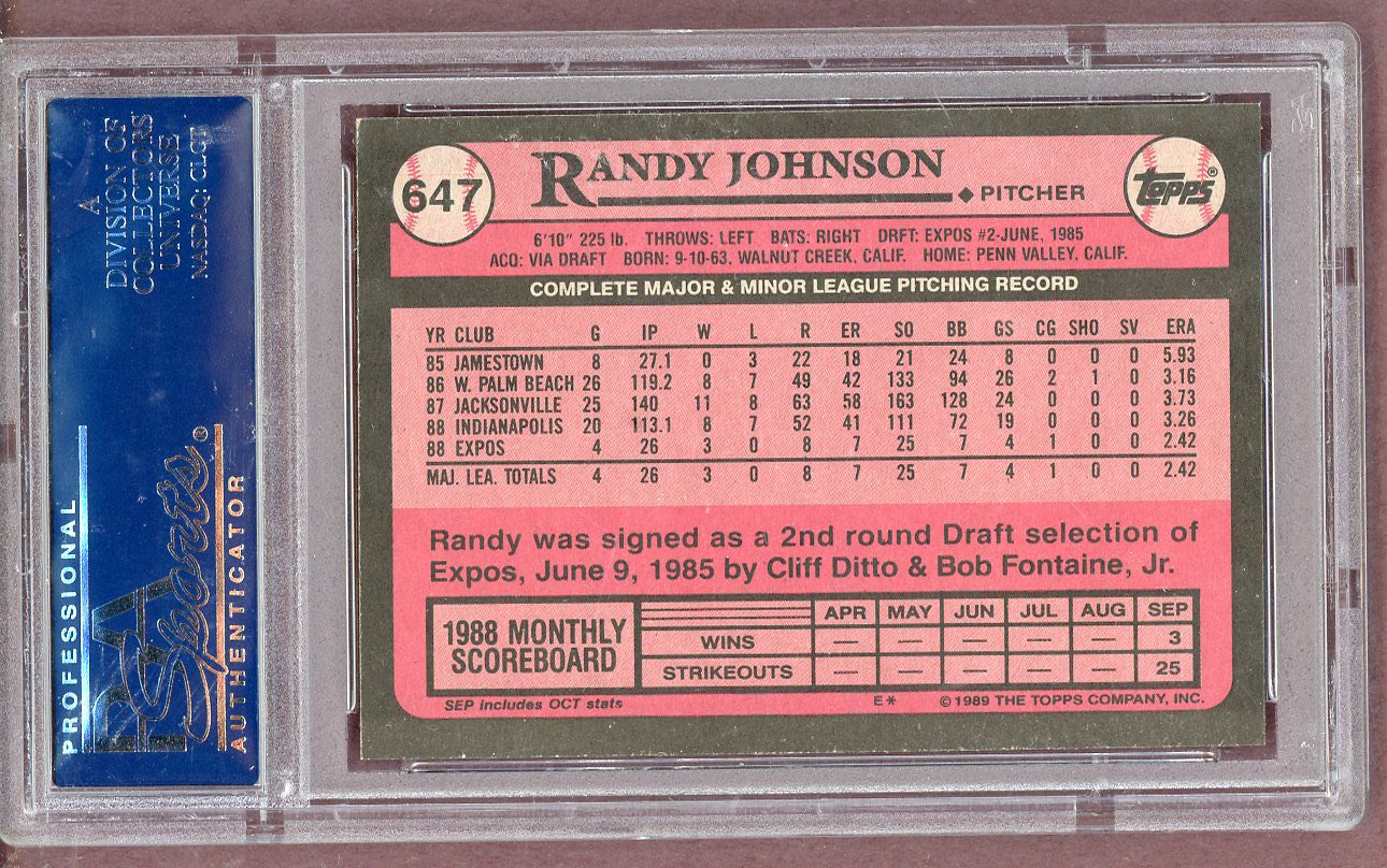 1989 Topps #647 Randy Johnson Expos PSA 9 MINT 561289