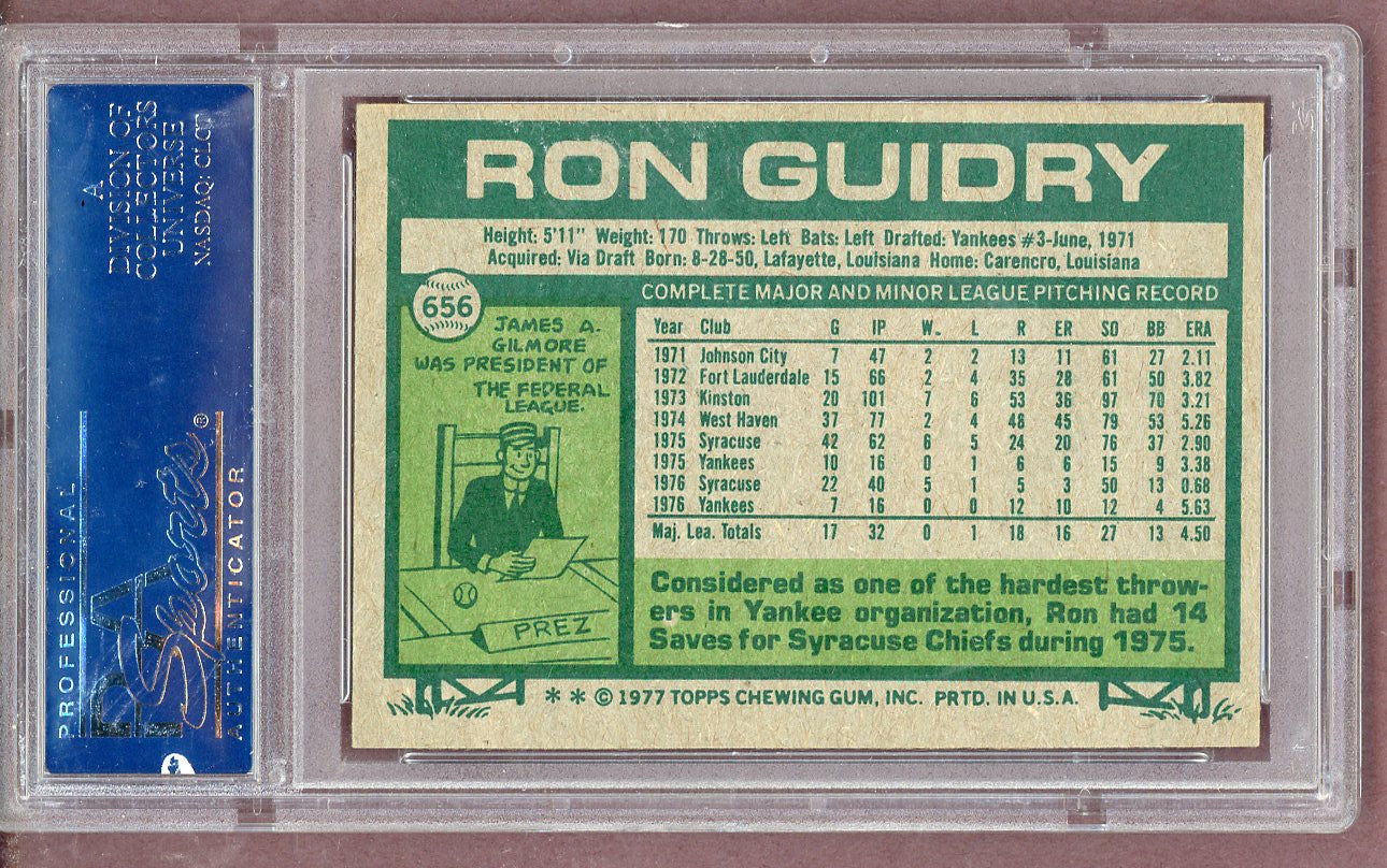 1977 Topps Baseball #656 Ron Guidry Yankees PSA 7 NM 561297