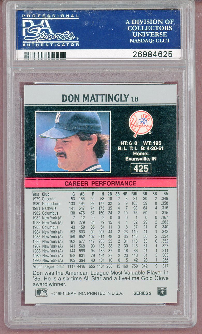 1991 Leaf #425 Don Mattingly Yankees PSA 10 GEM MINT 561310