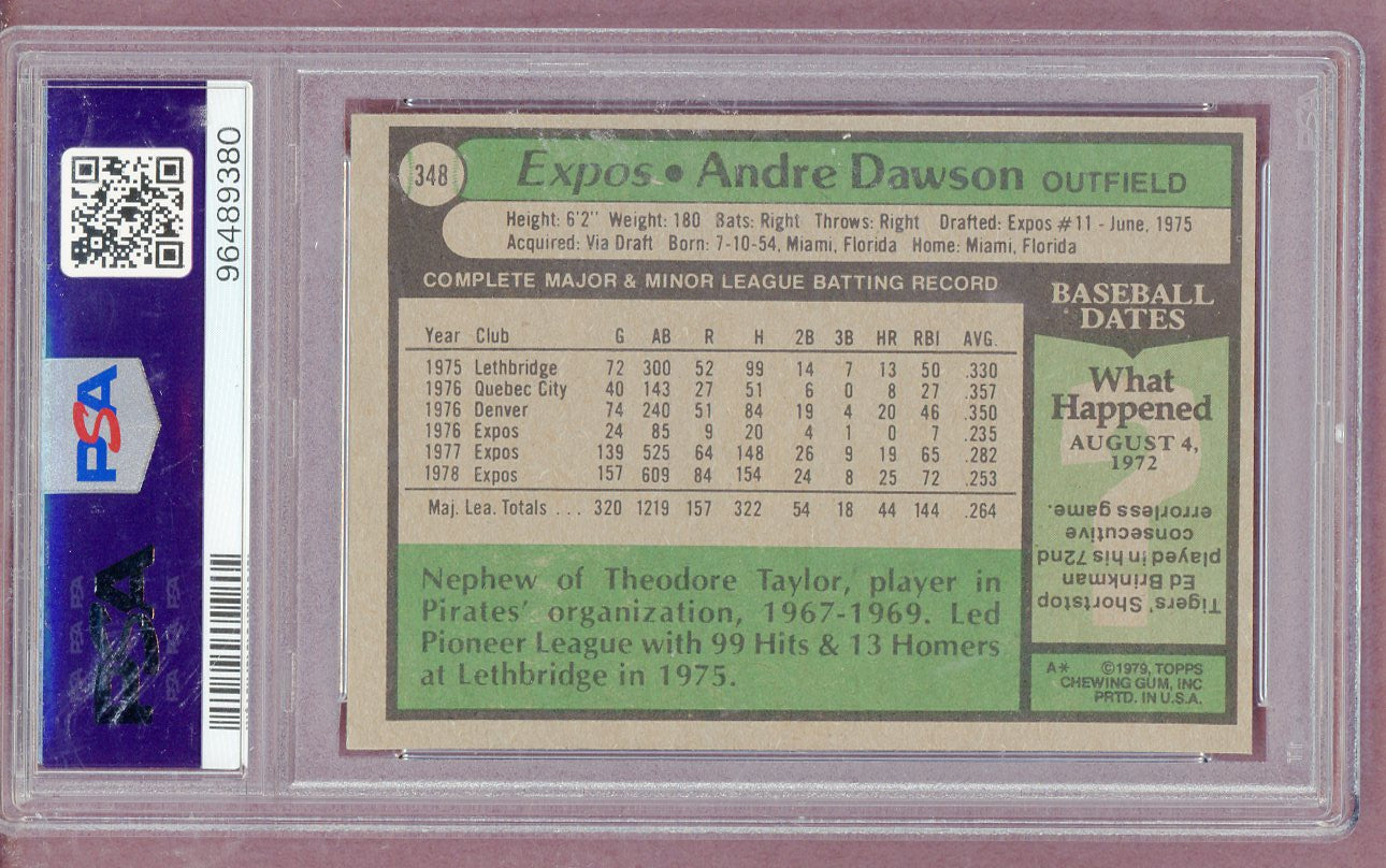 1979 Topps Baseball #348 Andre Dawson Expos PSA 9 MINT 561313