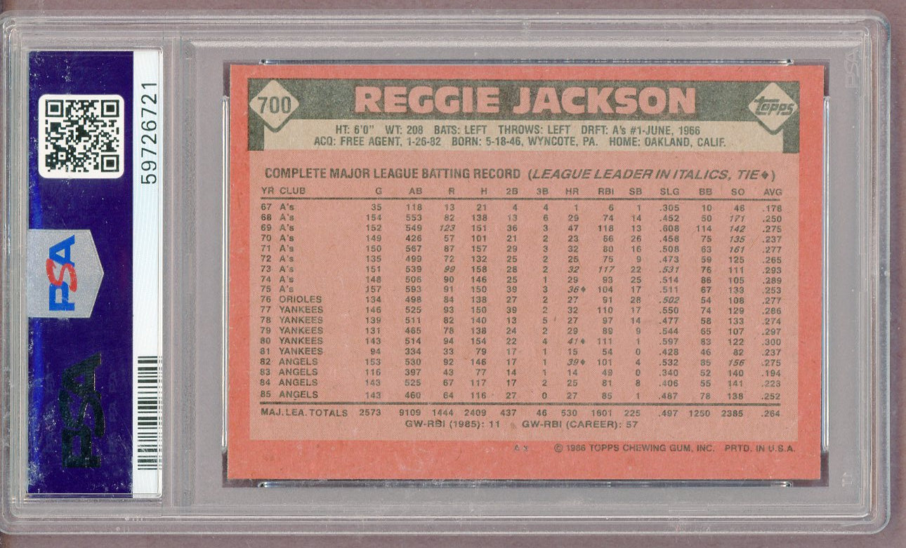 1986 Topps #700 Reggie Jackson Angels PSA 8 NM/MT 561322