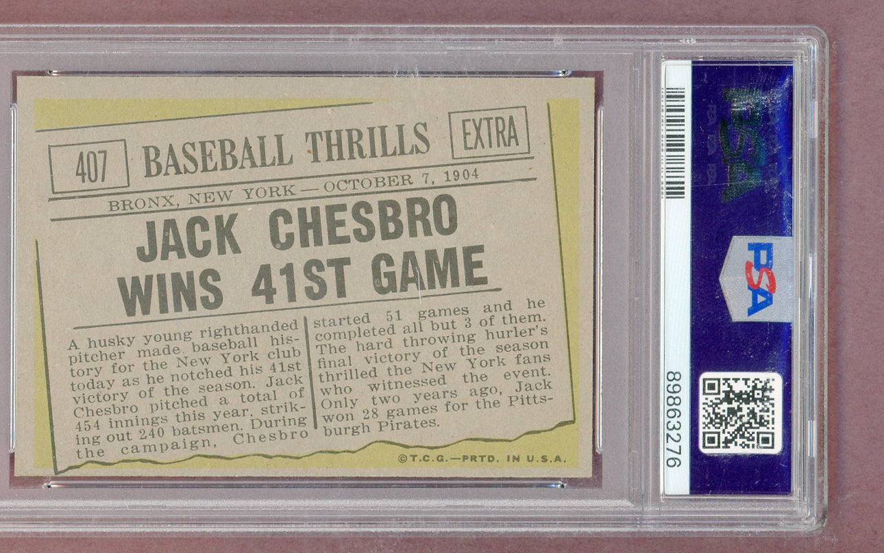 1961 Topps Baseball #407 Jack Chesbro Yankees PSA 8 NM/MT 561348