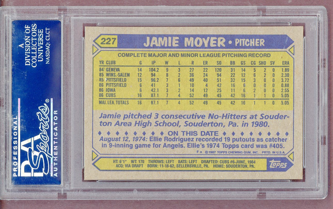 1987 Topps #227 Jamie Moyer Cubs PSA 10 GEM MINT 561358