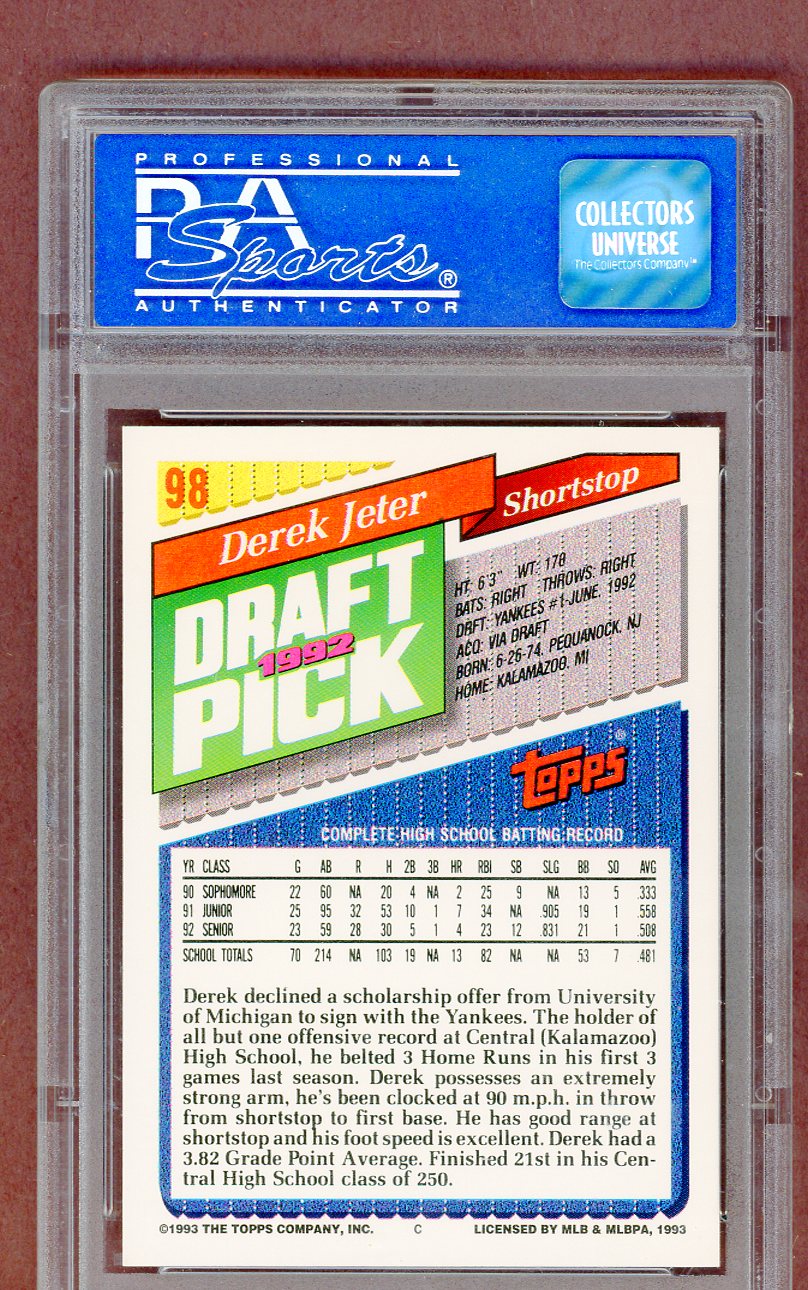 1993 Topps #098 Derek Jeter Yankees PSA 9 MINT 561375