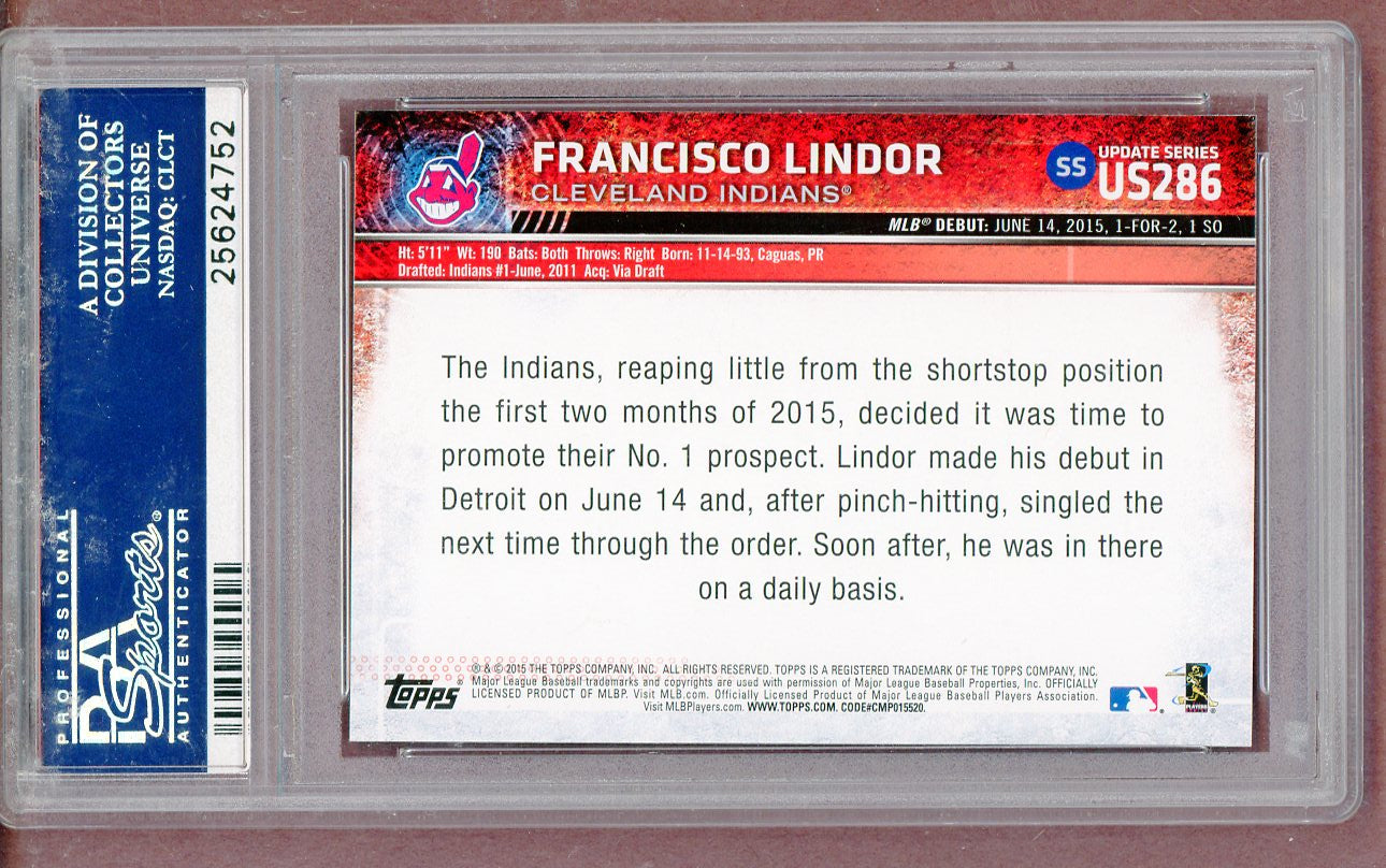 2015 Topps Update #US286 Francisco Lindor Indians PSA 10 GEM MINT 561390