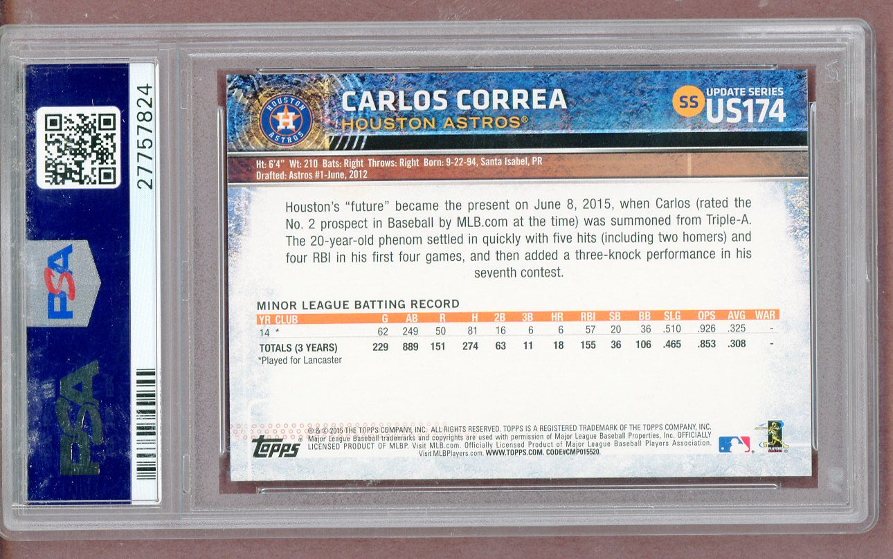 2015 Topps Update #US174 Carlos Correa Astros PSA 9 MINT Catching 561398