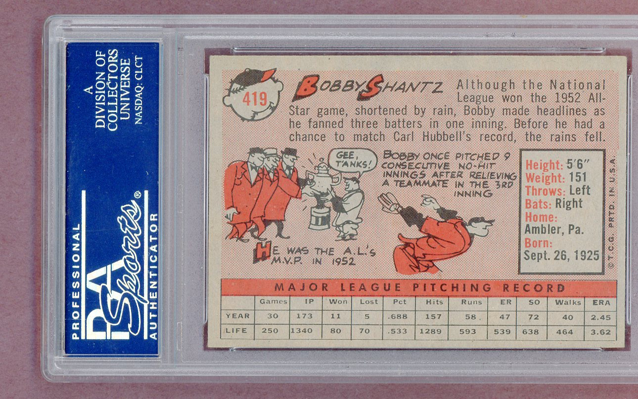 1958 Topps Baseball #419 Bobby Shantz Yankees PSA 6 EX-MT 561448