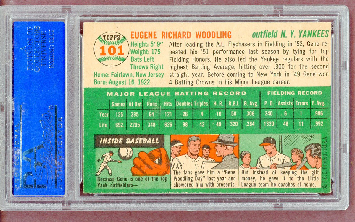 1954 Topps Baseball #101 Gene Woodling Yankees PSA 5 EX 561466
