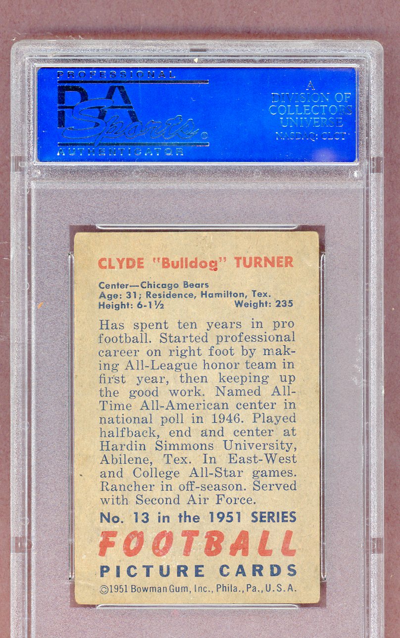 1951 Bowman Football #013 Bulldog Turner Bears PSA 4 VG-EX 561479