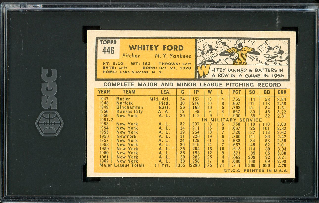 1963 Topps Baseball #446 Whitey Ford Yankees SGC 7 NM 561602
