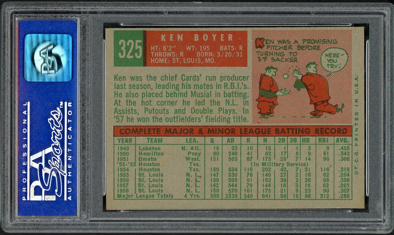 1959 Topps Baseball #325 Ken Boyer Cardinals PSA 8 NM/MT 561628