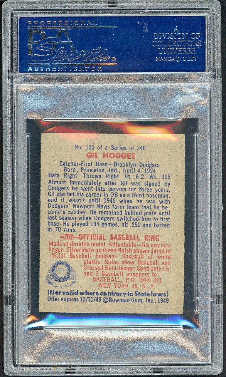 1949 Bowman Baseball #100 Gil Hodges Dodgers PSA 5 EX 561716