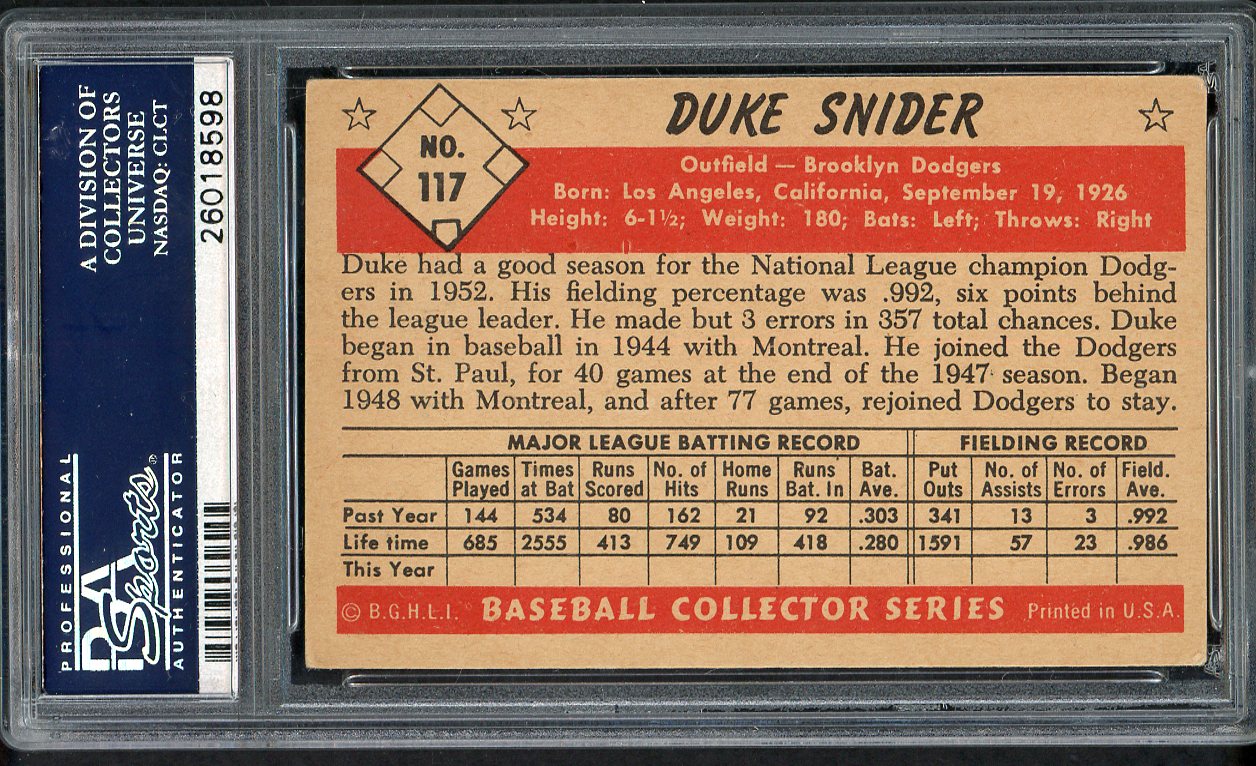 1953 Bowman Color Baseball #117 Duke Snider Dodgers PSA 5 EX 561770