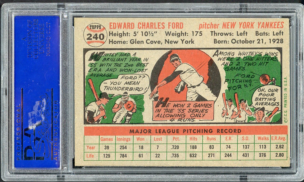 1956 Topps Baseball #240 Whitey Ford Yankees PSA 8 NM/MT 561787