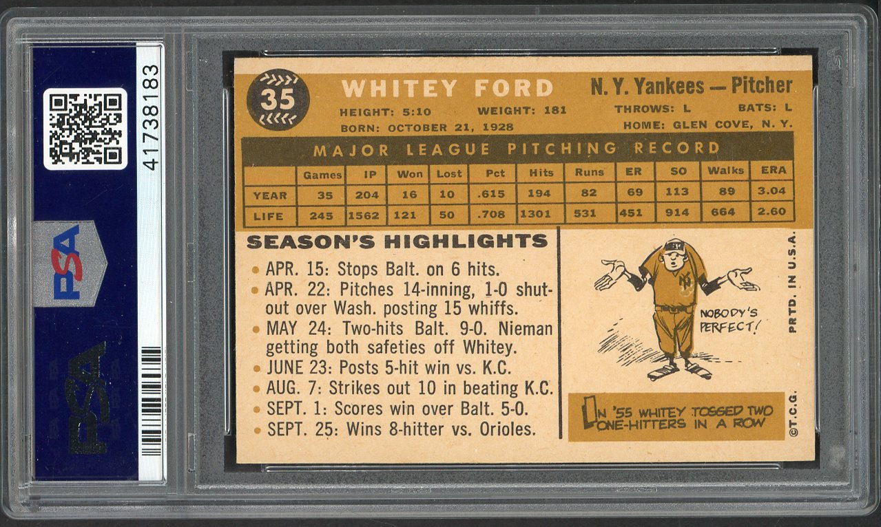 1960 Topps Baseball #035 Whitey Ford Yankees PSA 9 MINT 561788