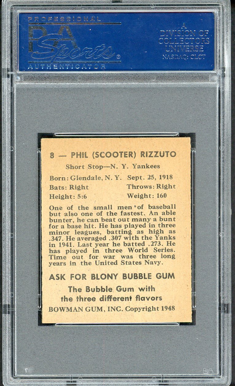1948 Bowman Baseball #008 Phil Rizzuto Yankees PSA 7 NM 561882