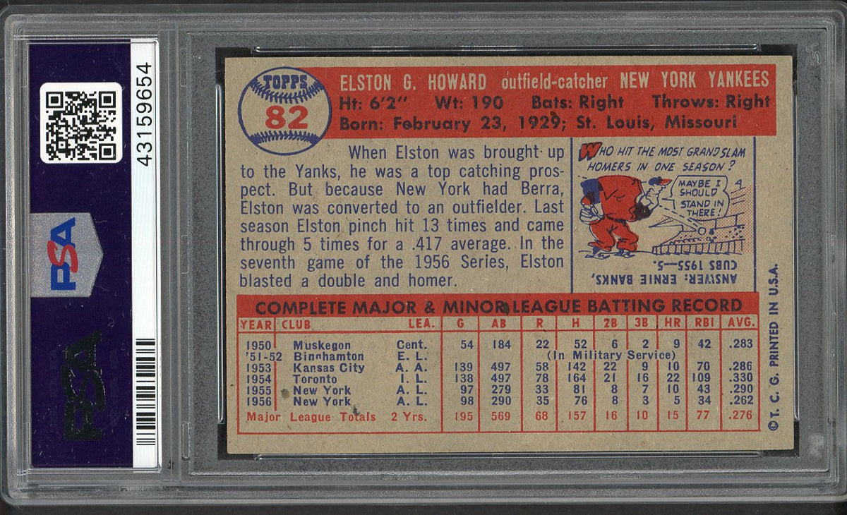 1957 Topps Baseball #082 Elston Howard Yankees PSA 7 NM 561963
