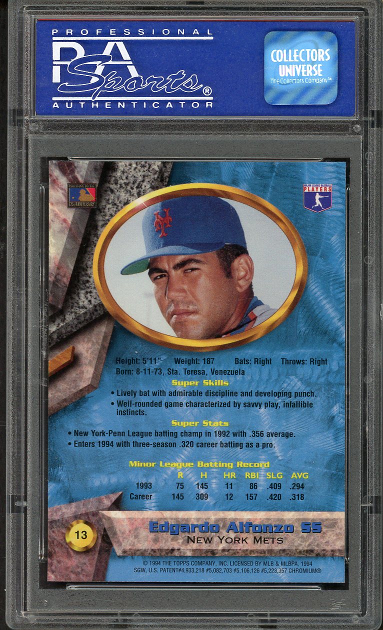 1994 Bowman Best #013 Edgardo Alfonso Mets PSA 9 MINT Blue 561978