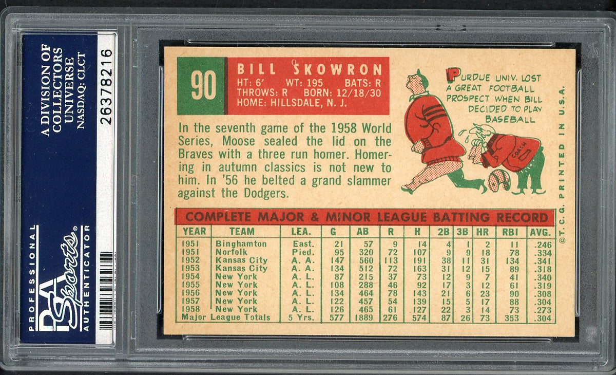 1959 Topps Baseball #090 Bill Skowron Yankees PSA 8 NM/MT 561983