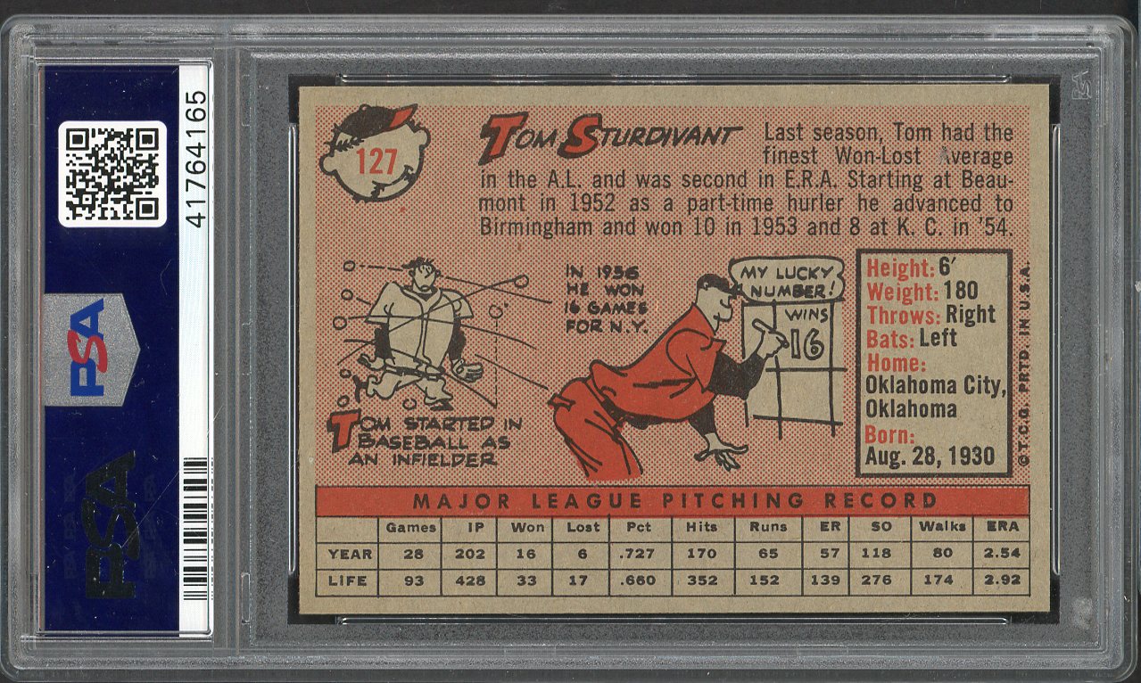 1958 Topps Baseball #127 Tom Sturdivant Yankees PSA 8 NM/MT 561996